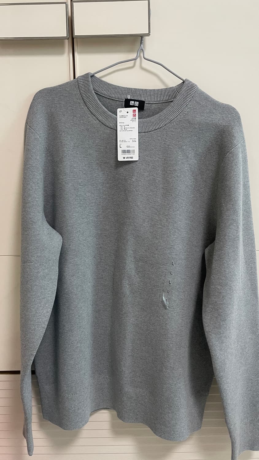 유니클로 워셔블밀라노립 크루넥스스웨터 그레이 상품이미지2