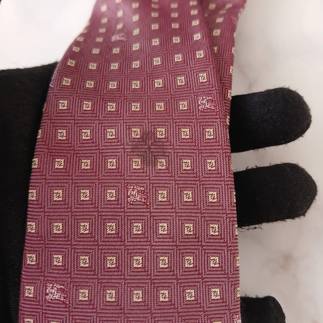 버버리 실크 다크핑크 기마사 자카드 넥타이 9.6cm B등급 A19031 상품이미지7