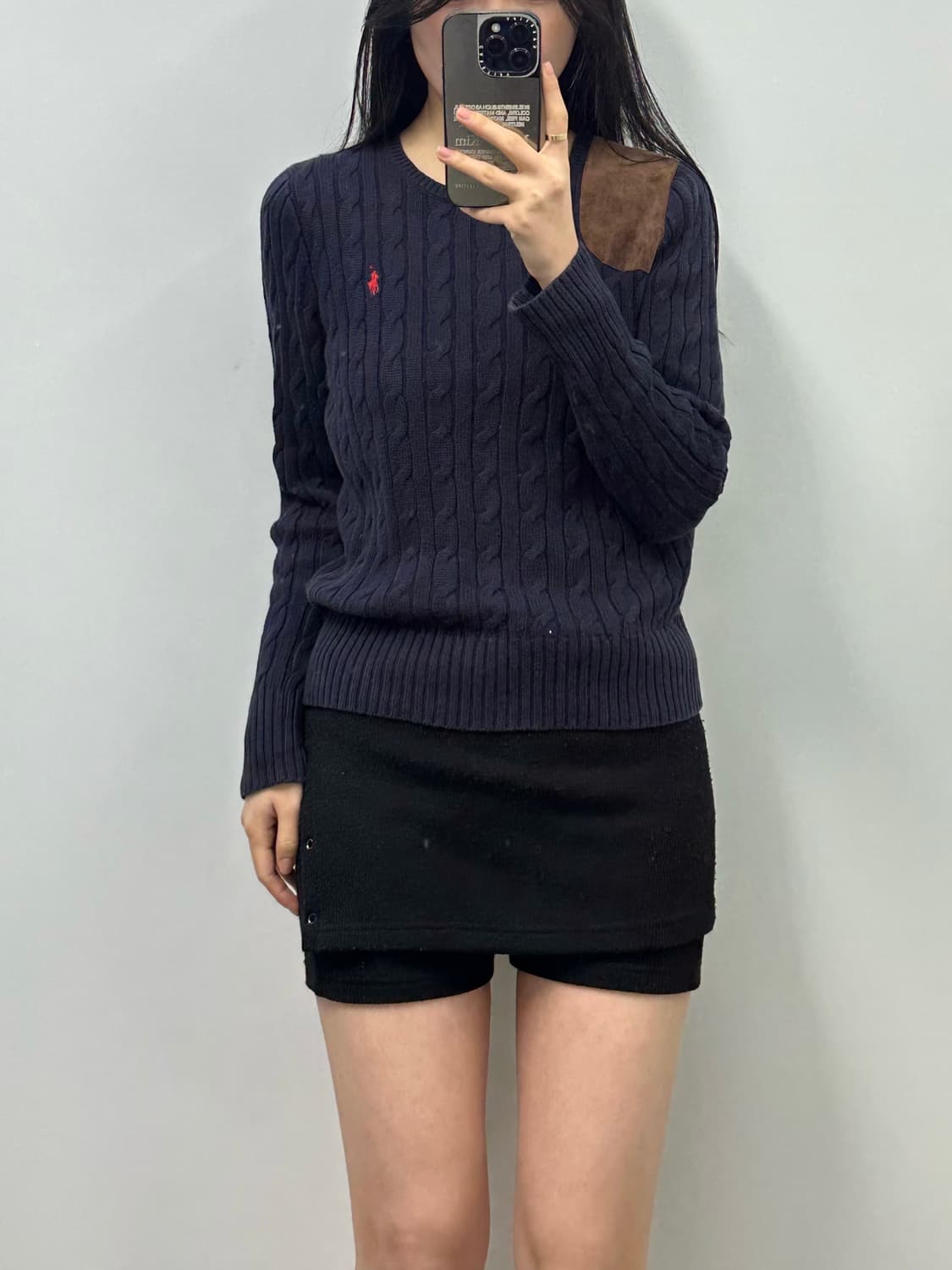 폴로 랄프로렌 가죽패치 네이비 꽈배기 니트 상품이미지1