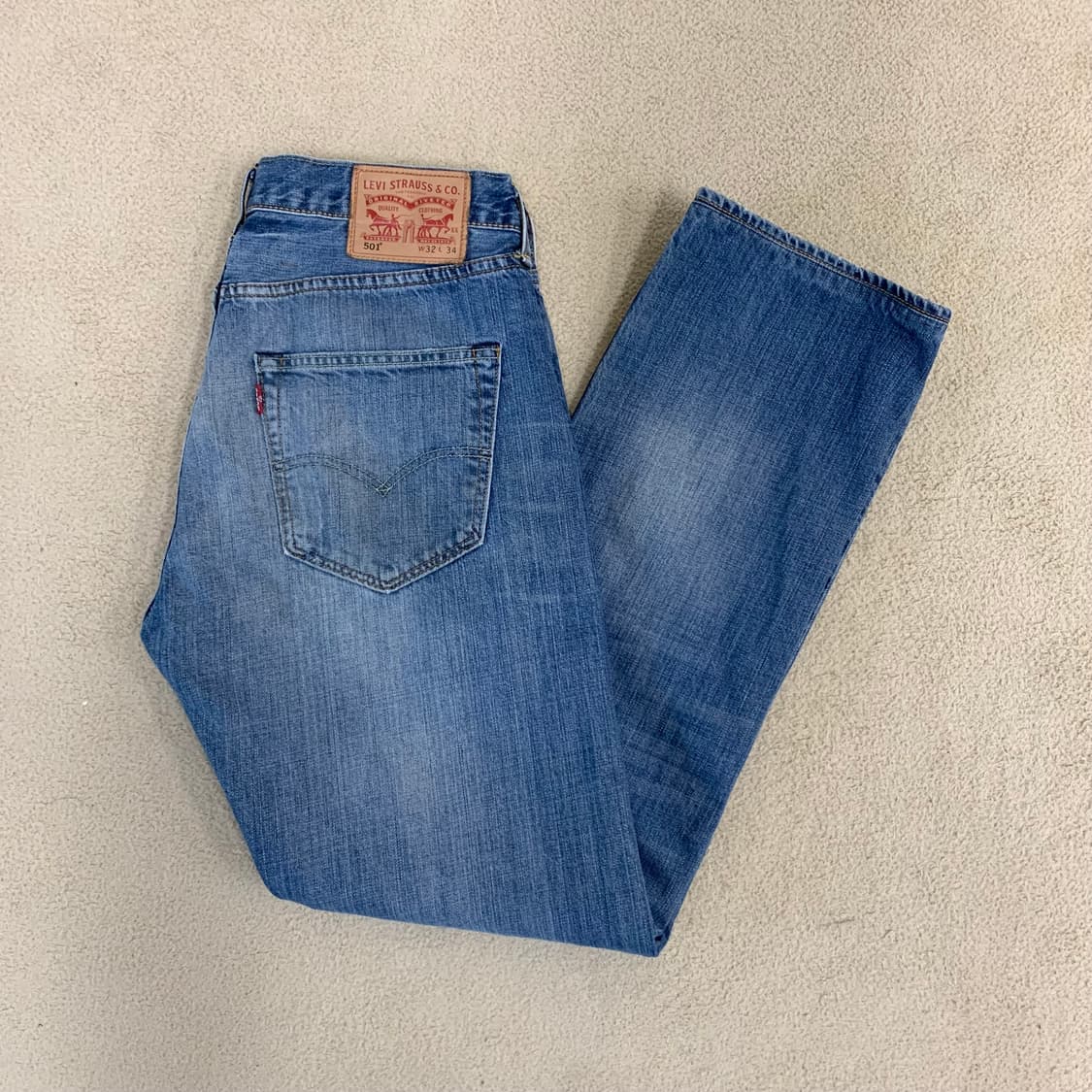 빈티지 리바이스 501 워싱 데님팬츠(31사이즈) 남자청바지 중청 상품이미지1