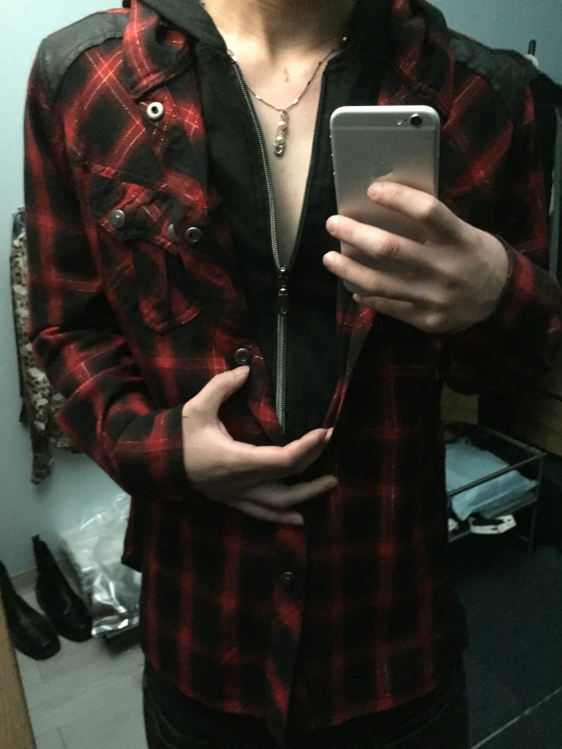 31040=SKKONE 레이어드 후드 셔츠 상품이미지3