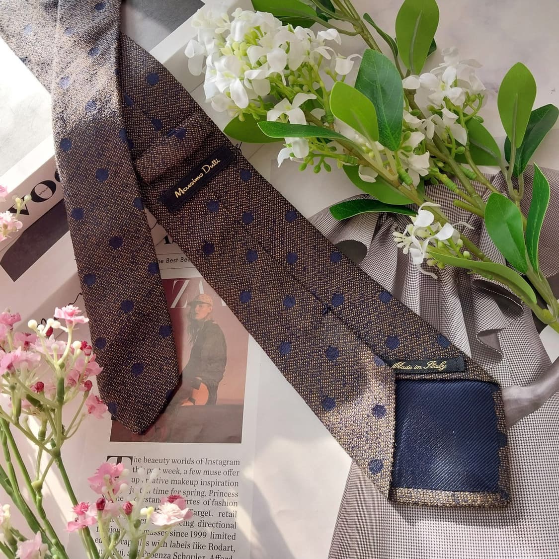 마시모두띠 실크 브라운 도트 슬림 넥타이 7.5cm A+등급 K1752
 상품이미지5