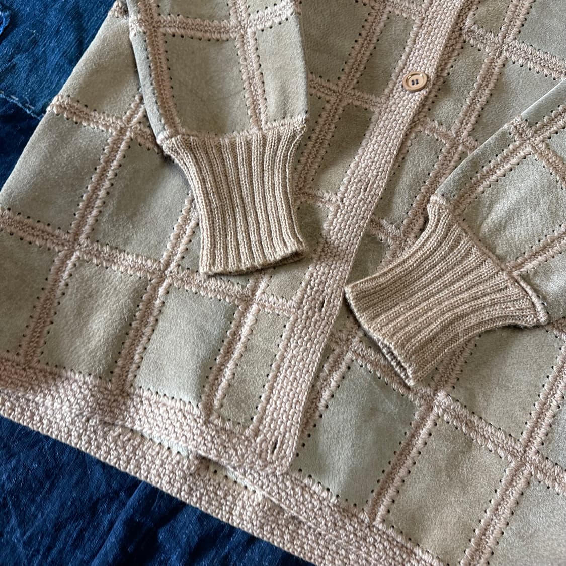 빈티지 스웨이드 패치워크 가디건 55-66 상품이미지3