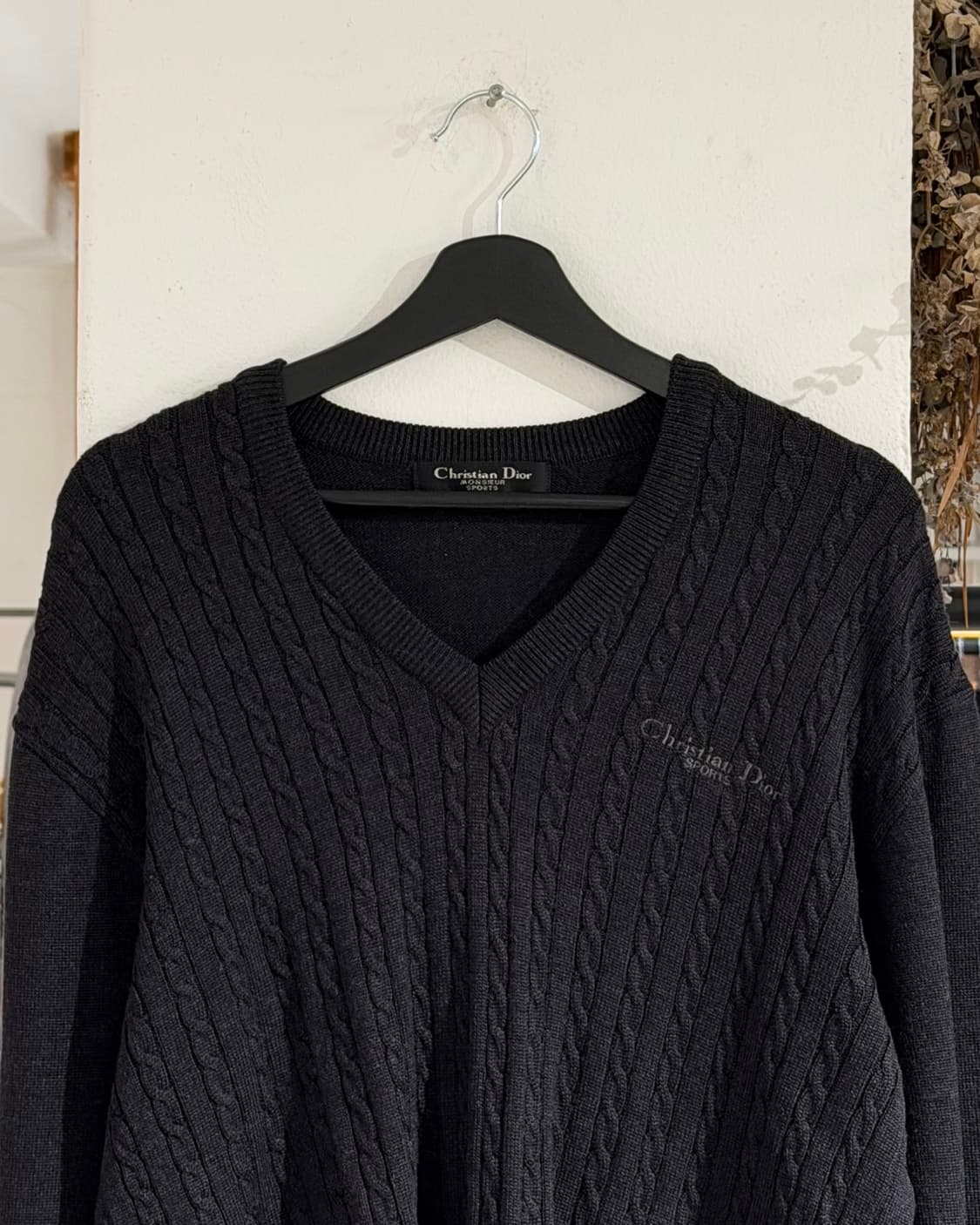 크리스찬 디올 스포츠 블랙 루즈핏 브이넥 케이블 니트 상품이미지4