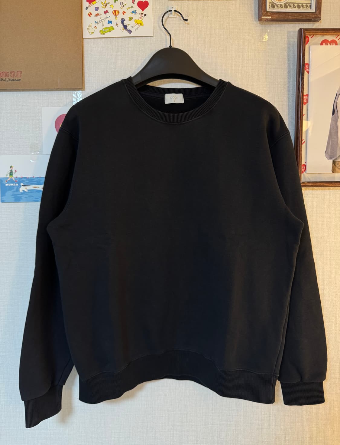 [S]Coor 쿠어 가먼트다잉 맨투맨 블랙 상품이미지1