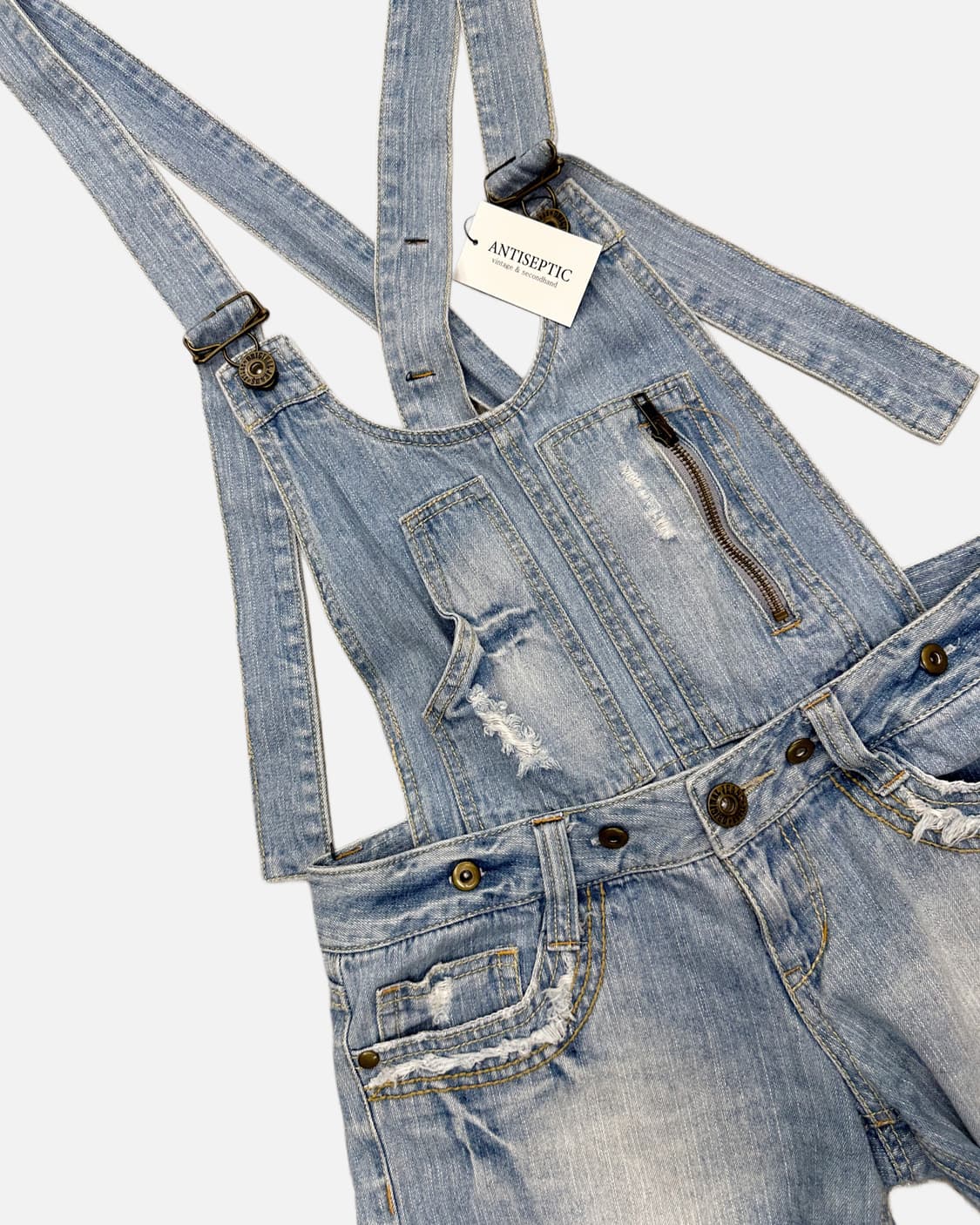 distressed detail denim overall 상품이미지3
