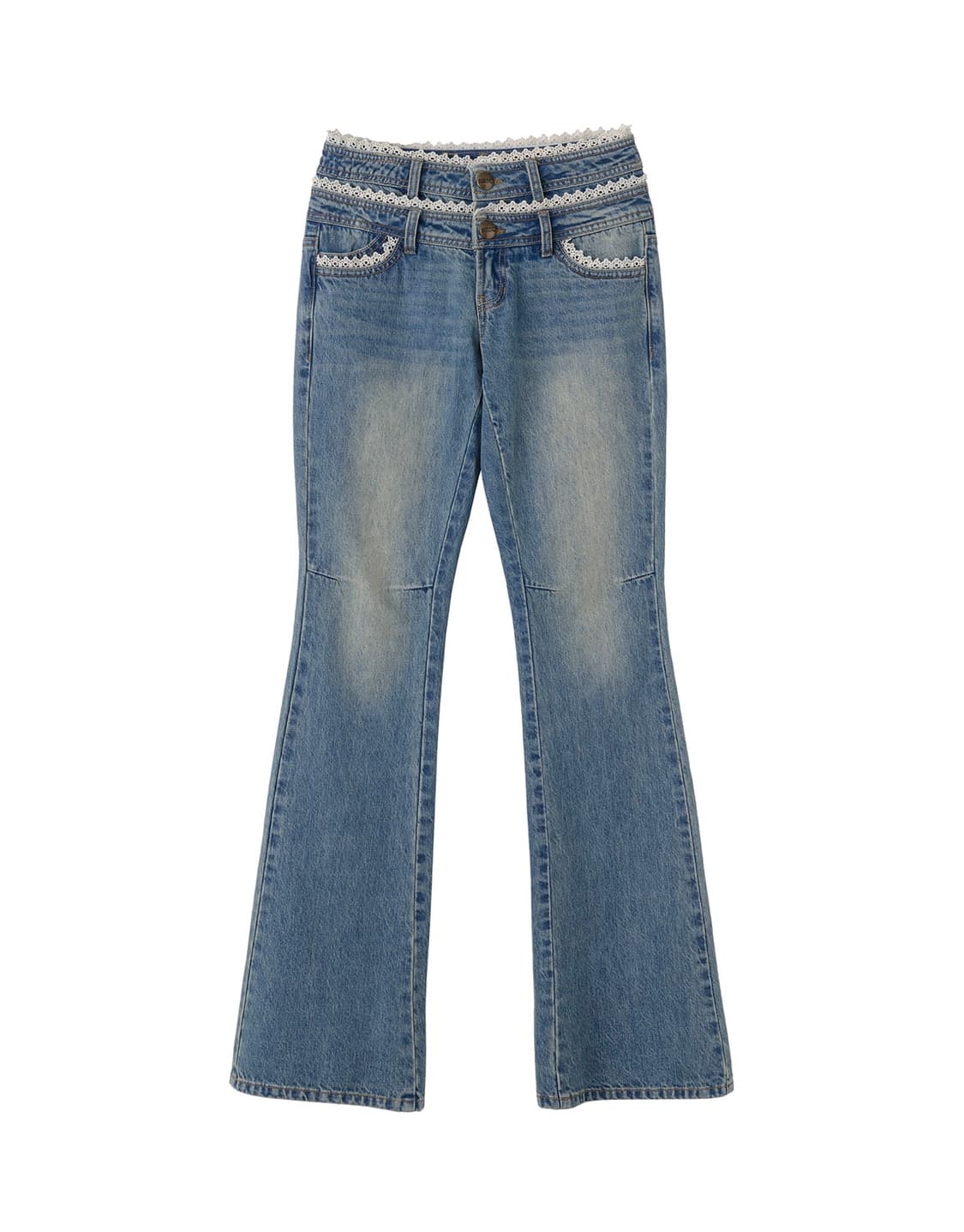 스컬프터 더블 웨이스트 부츠컷 데님 미드 블루 xs 상품이미지1