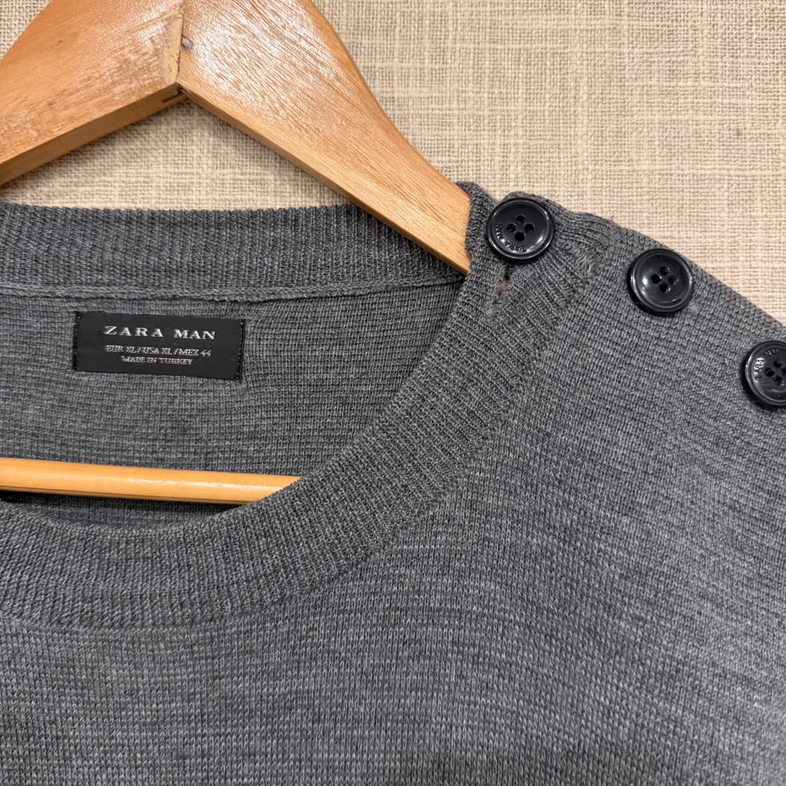 ZARA MAN 자라맨 단가라 사이드 버튼 니트 L 그레이 상품이미지2