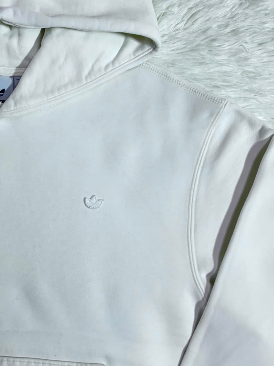 아디다스 화이트 미니로고 오버핏 후드  상품이미지5