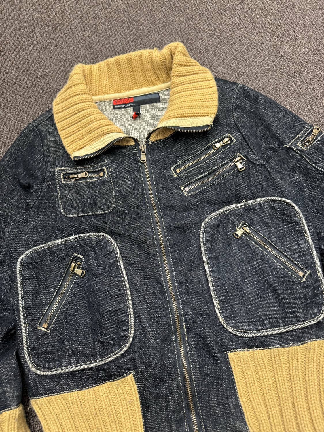 S)QZYZ 빈티지 니트 카라 여성 데님 자켓 상품이미지2