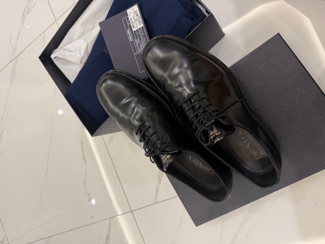 프라다 컬렉션 로고 텅 레더 레이스업슈즈 [9] 상품이미지2