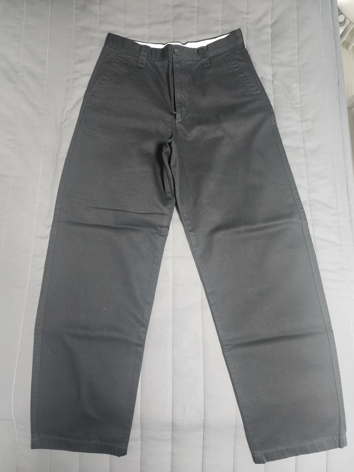 1회착 82 긴기장) 유니클로U 와이드핏 치노팬츠 블랙 상품이미지3