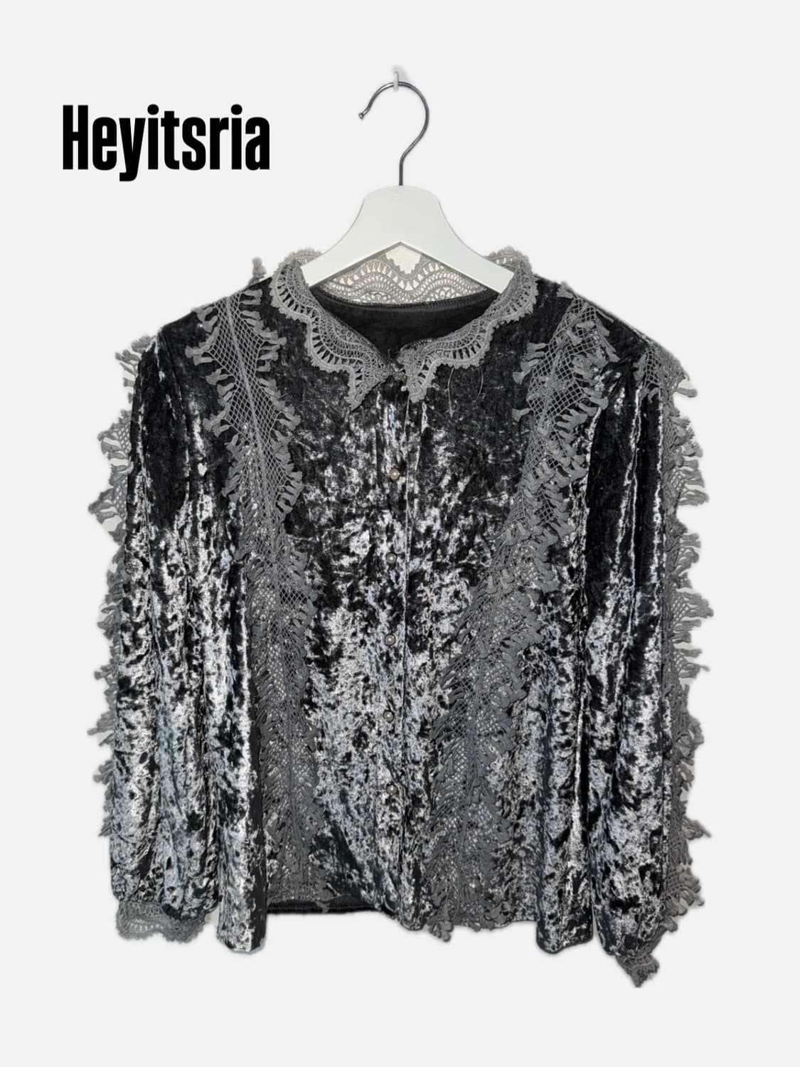 그레이 벨벳 펑크 갸루 무드 상의 상품이미지1