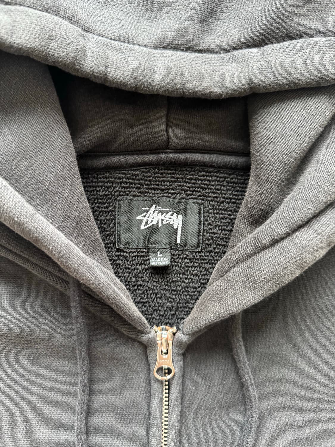 스투시 스포츠 후드 집업 워시드 블랙 L 상품이미지4