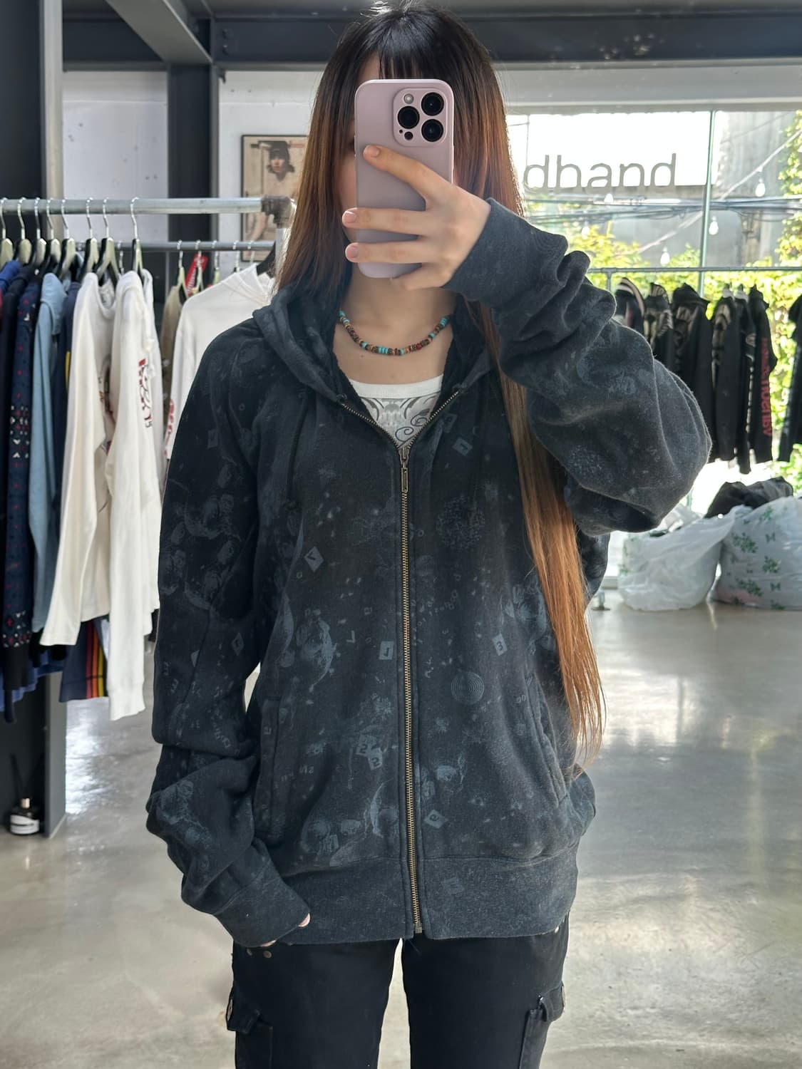 히스테릭글래머 스컬 풀프린팅 후드집업 상품이미지1