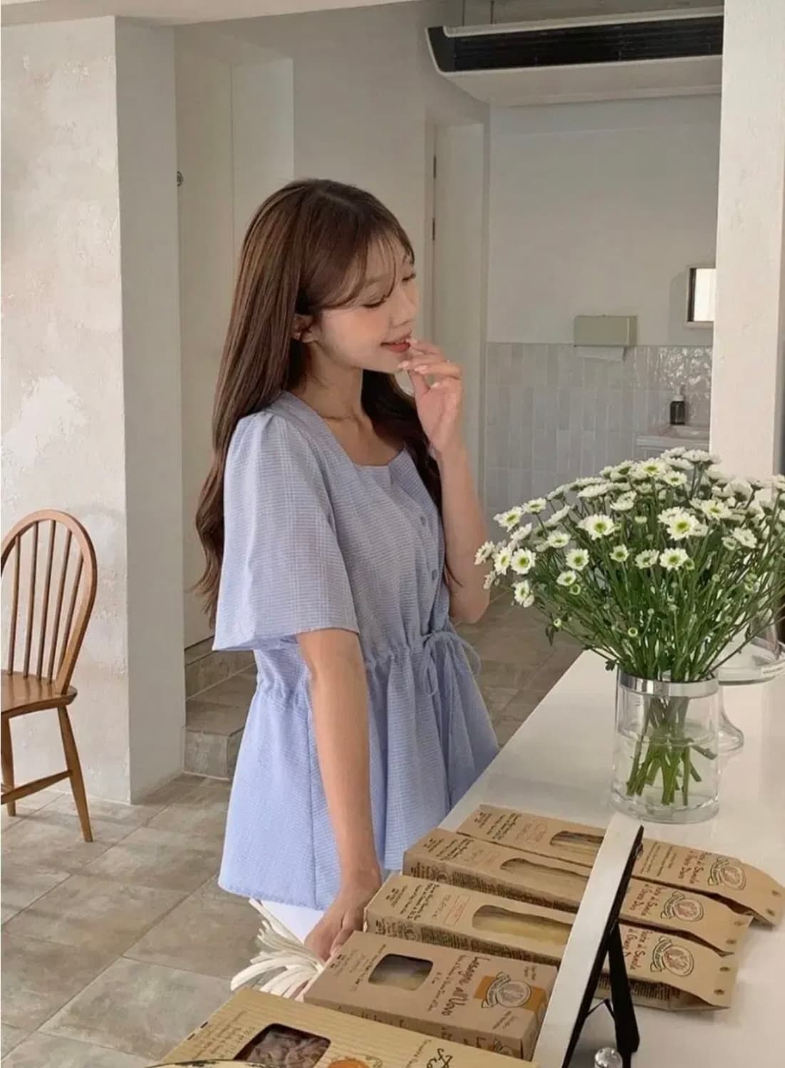 핫핑 시어서커 반팔블라우스 상품이미지2