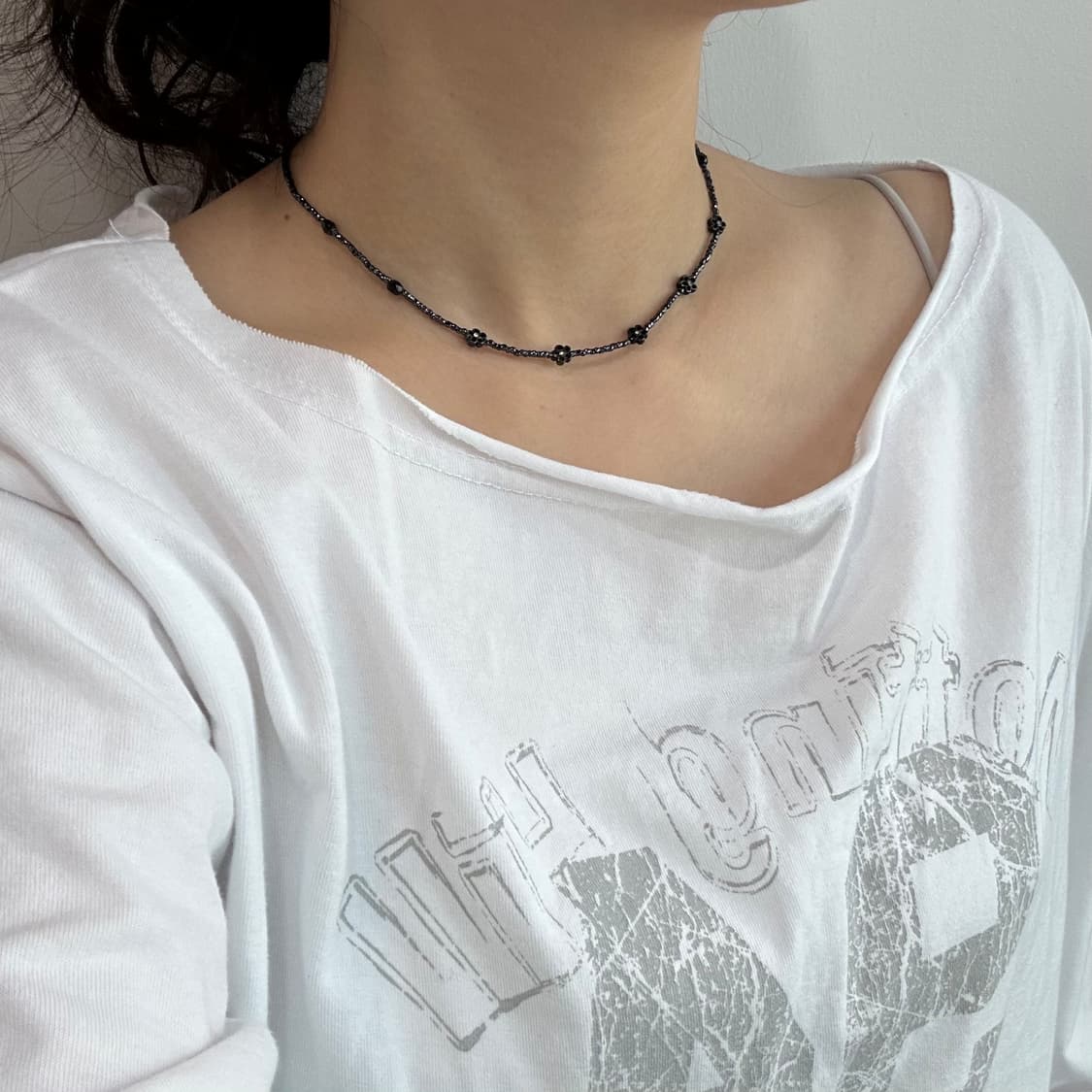 Black flower cubic beads necklace 상품이미지2