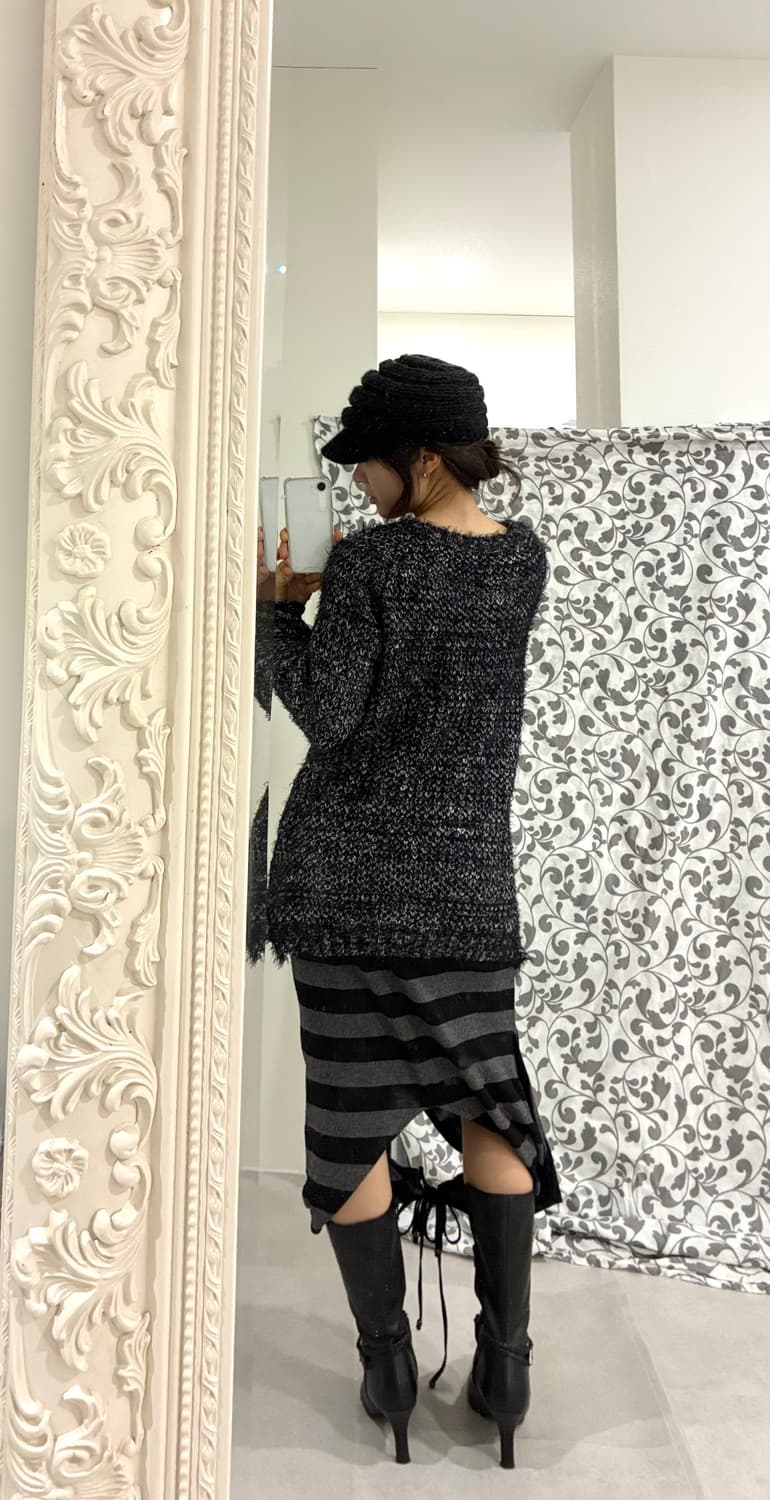 글리터 니트// 스트라이프 반팔 스커트 상품이미지5