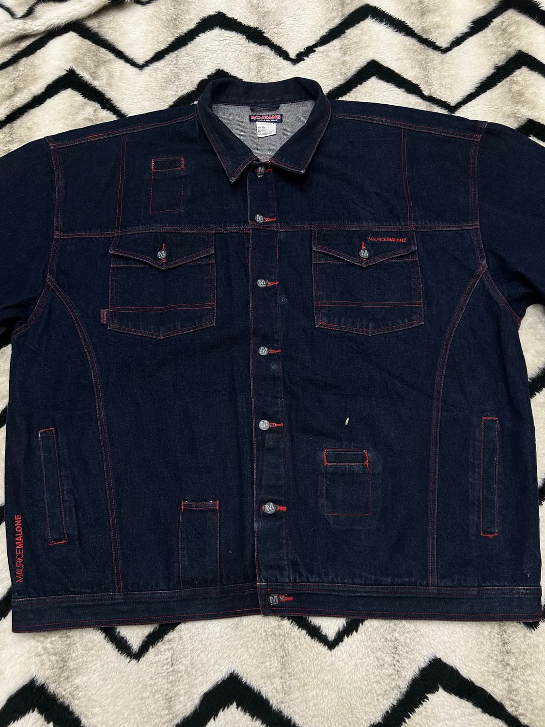 [5XL]모리스말론 90s올드스쿨 힙합 스티치 청자켓/진청 상품이미지4