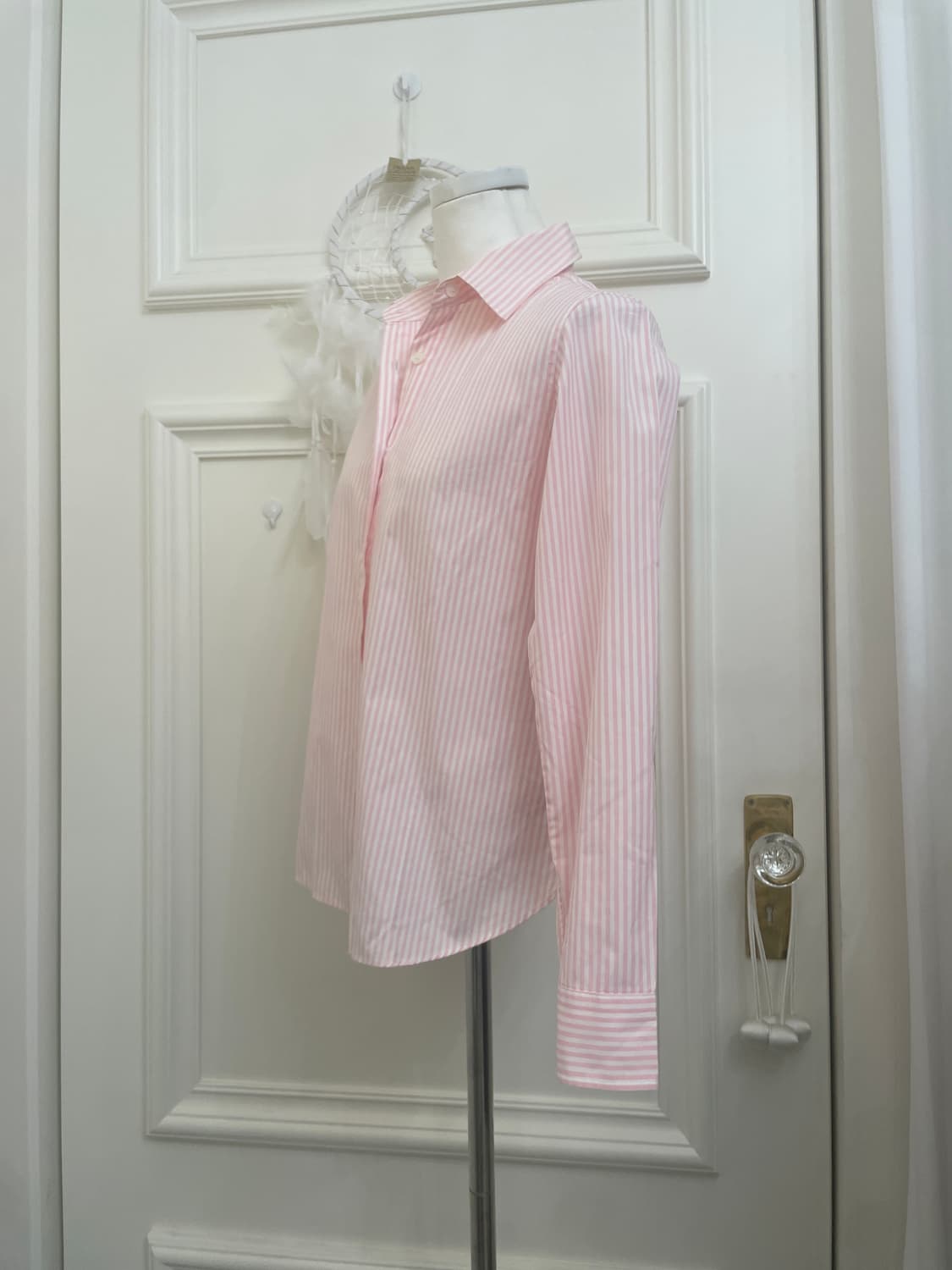 strawberry pink stripe basic cotton shir 상품이미지2