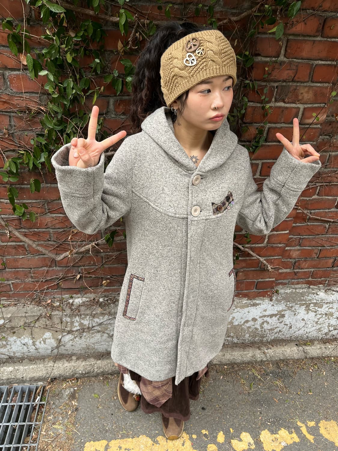 티티카카 고양이패치 후드 코트 상품이미지3