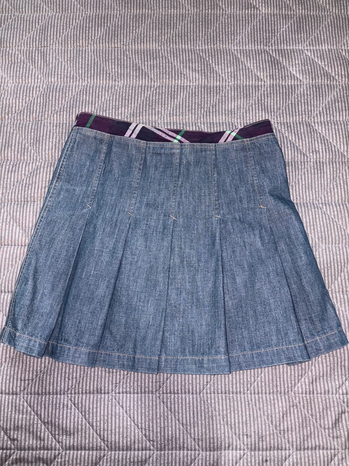 퍼플 체크 데님 스커트 상품이미지8