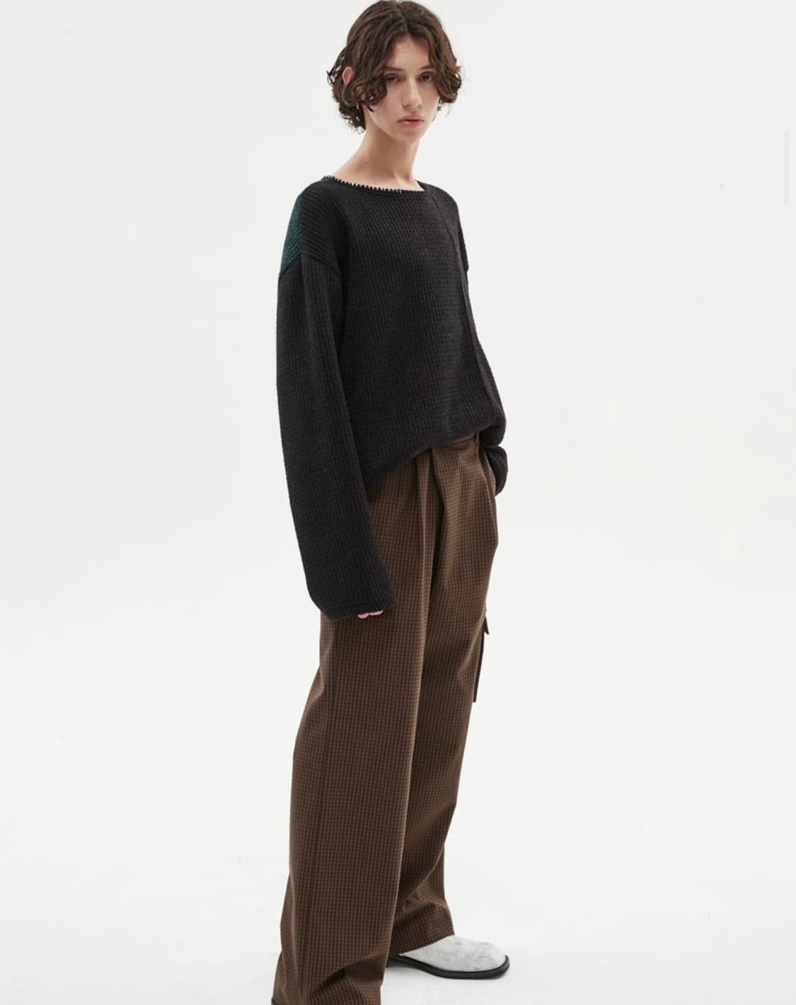 앤더슨벨 카고 포켓 와이드 리지드 체크 트라우저 판매 상품이미지1