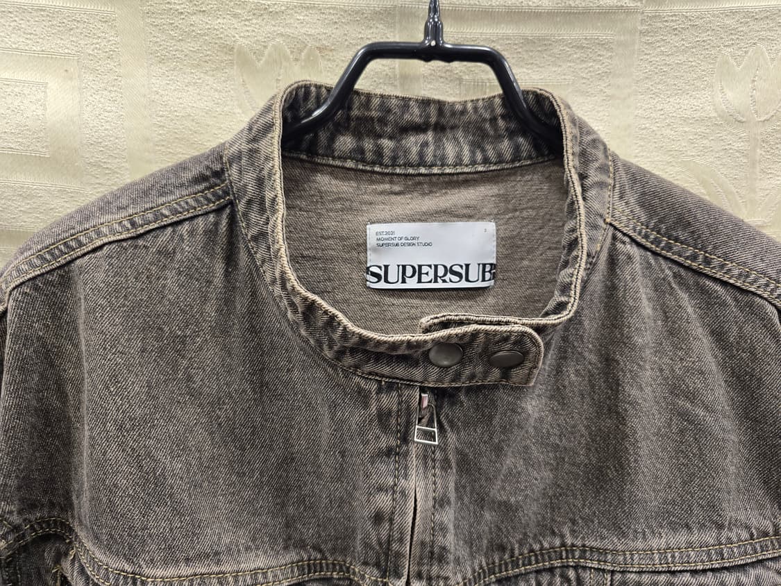 슈퍼서브 공용 워싱 크롭 데님 자켓 청자켓 M(95) 상품이미지4