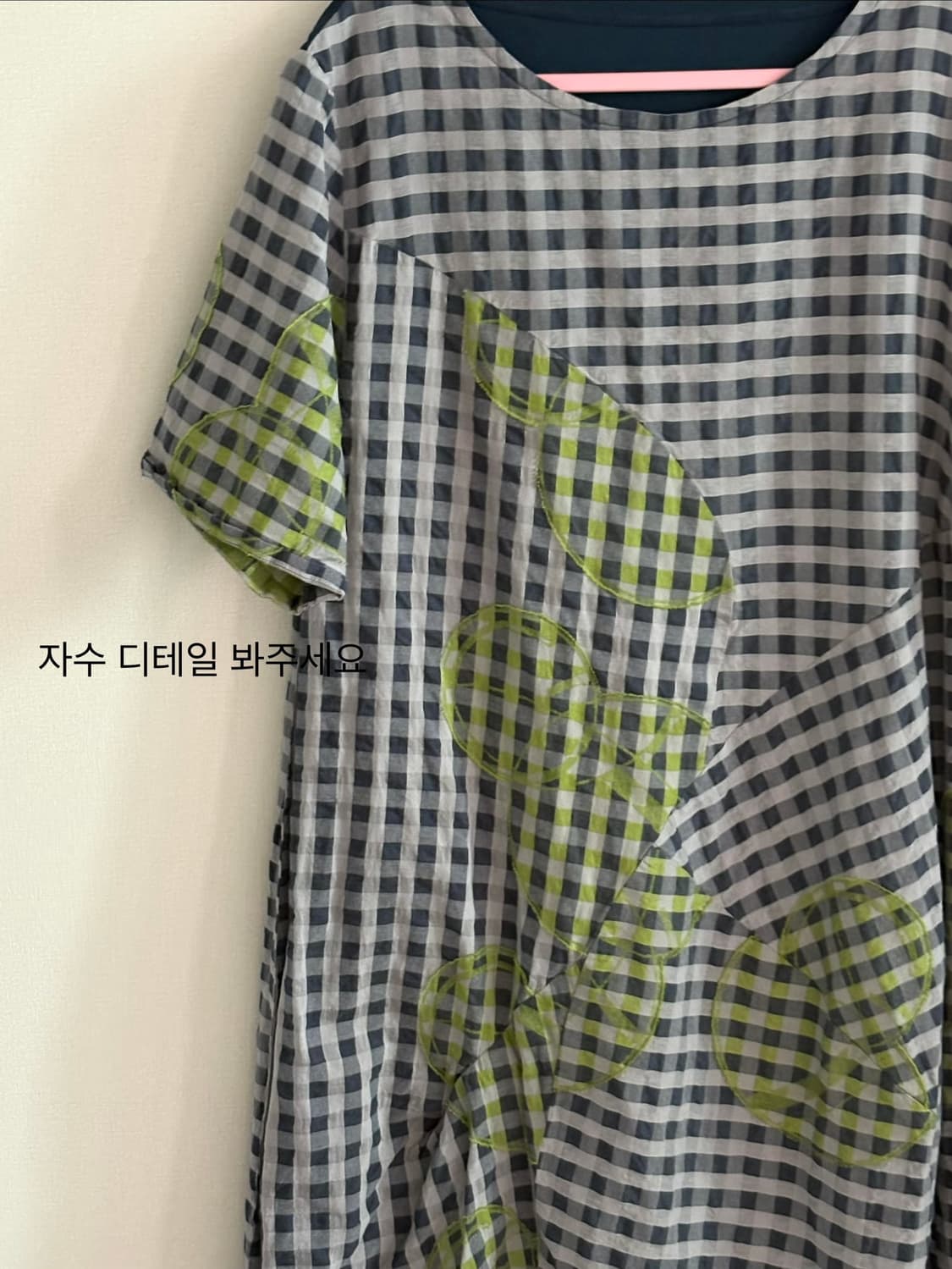 네이비 체크 원피스 상품이미지4
