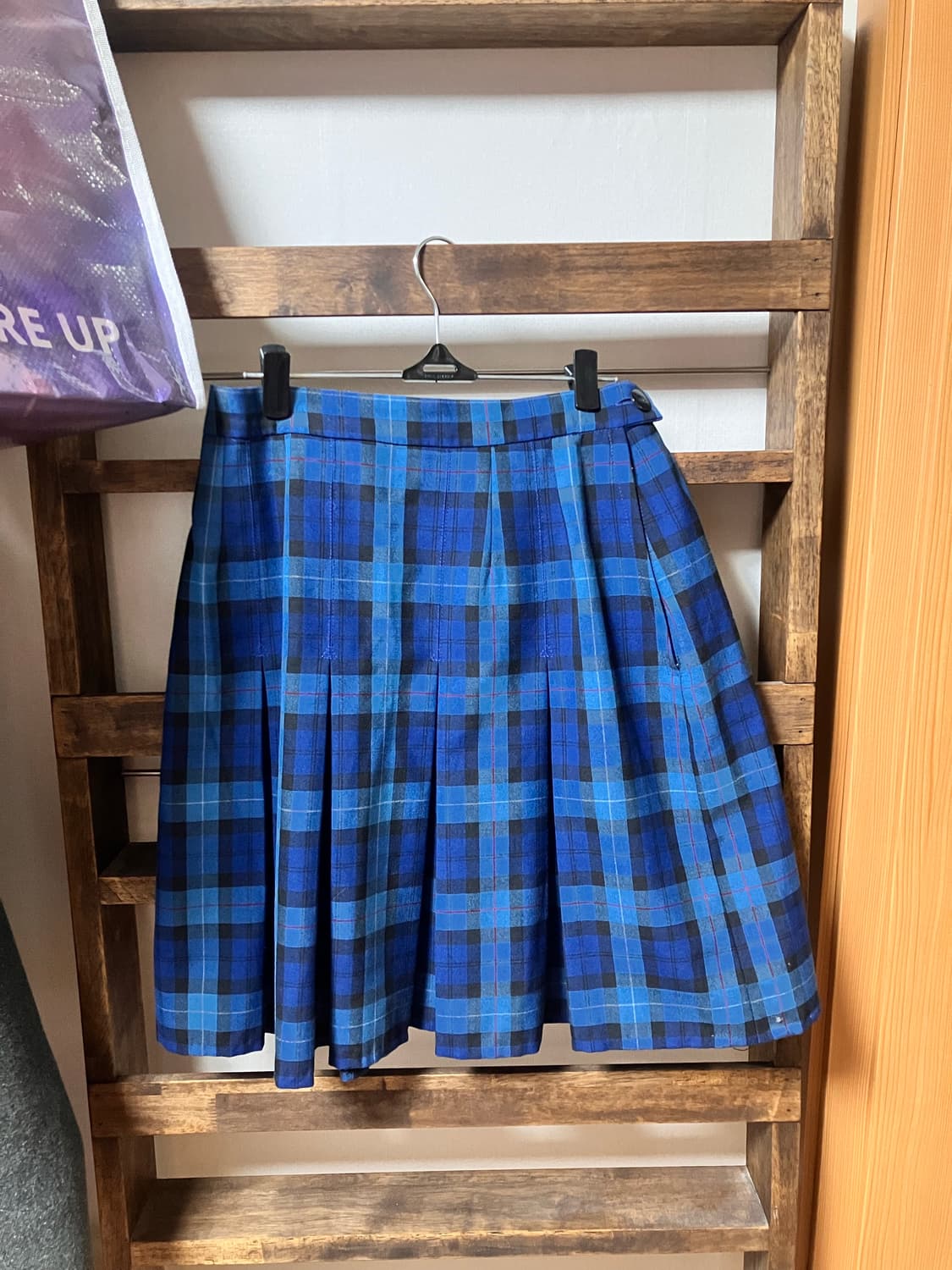 빈티지 블루 체크 플리츠 스커트 상품이미지2