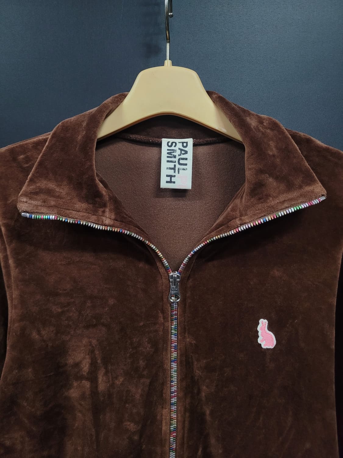 Paul Smith 폴스미스 벨루아 벨벳 브라운 핑크래빗 패치 집업자켓  상품이미지2