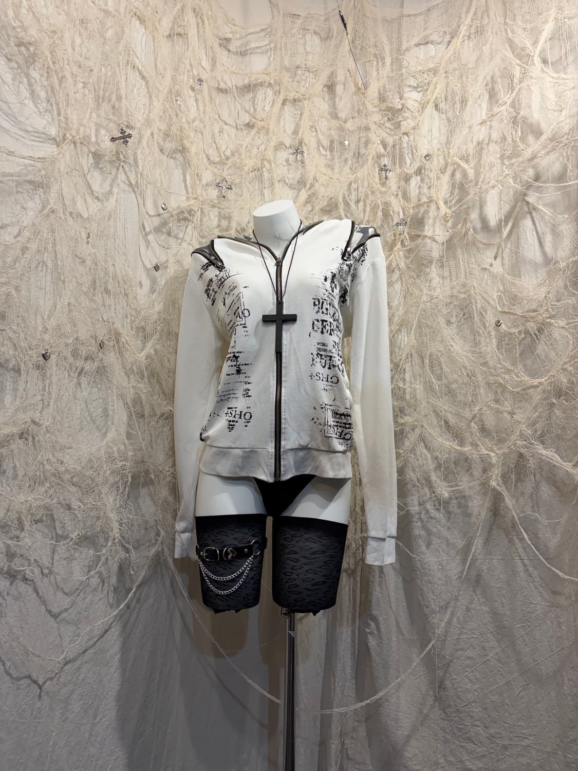 Y2K lettering zipper detail hoodie-zip 상품이미지4