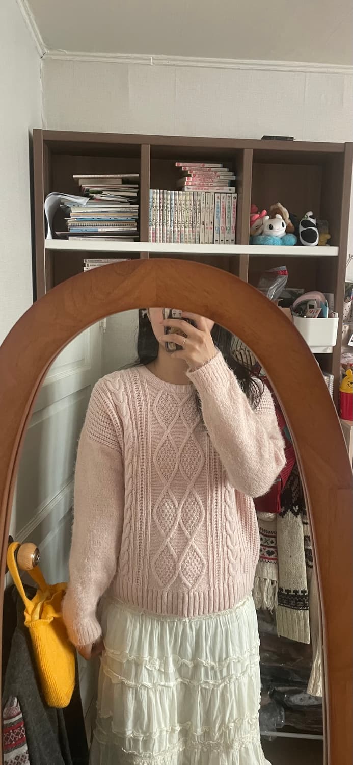 모리걸 빈티지 사토미 딸기우유 핑크 니트💗🤍 상품이미지5