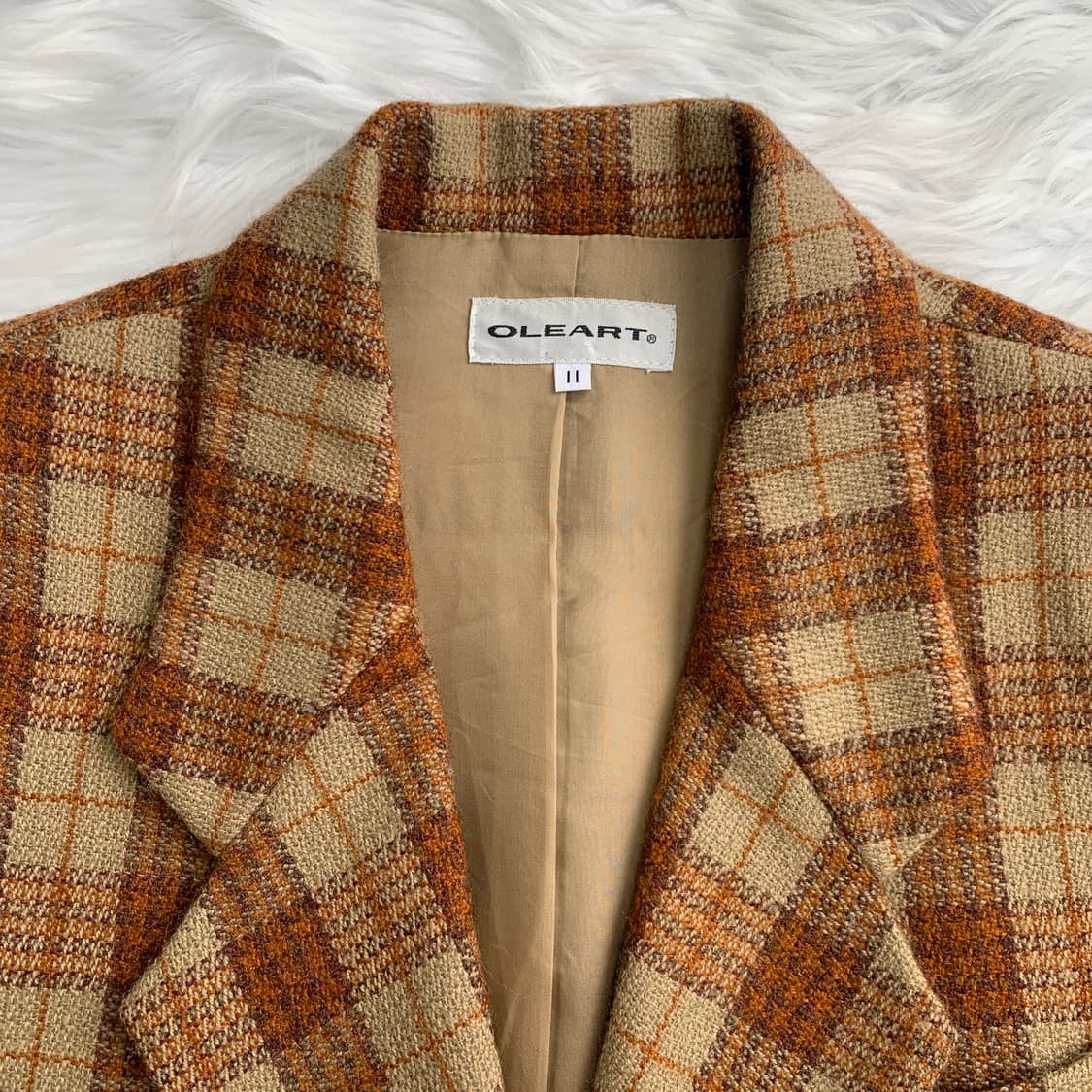 일본 빈티지 OLEART 울 체크 더블 자켓 1679 상품이미지4