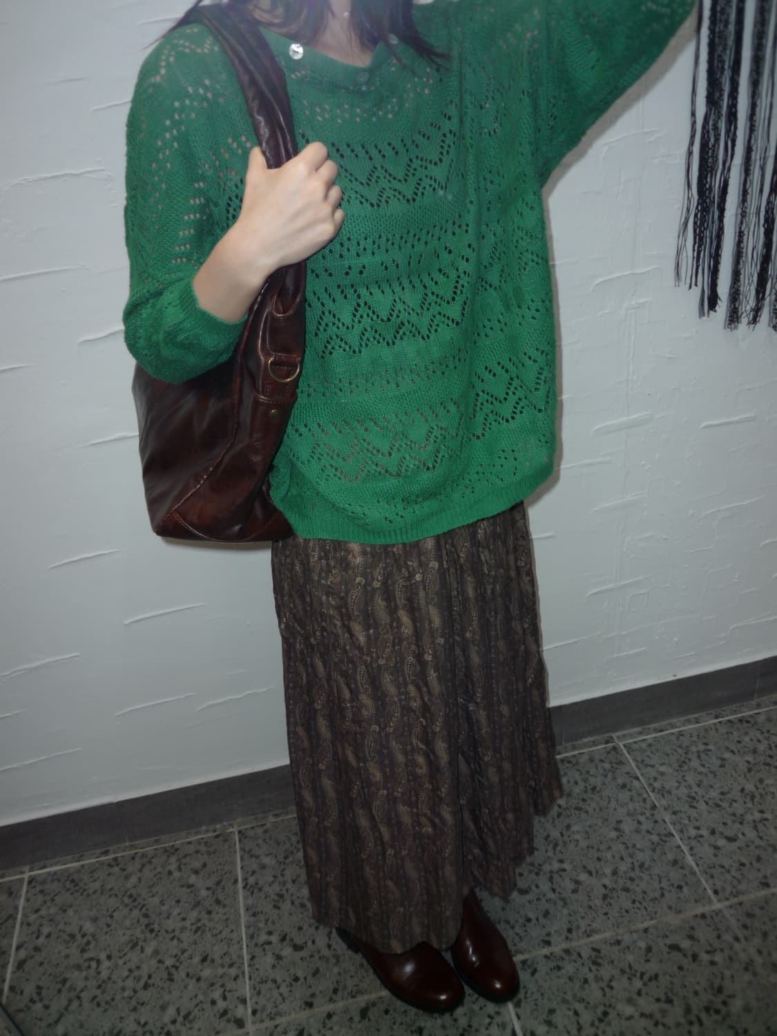 Neck button green knit 상품이미지2