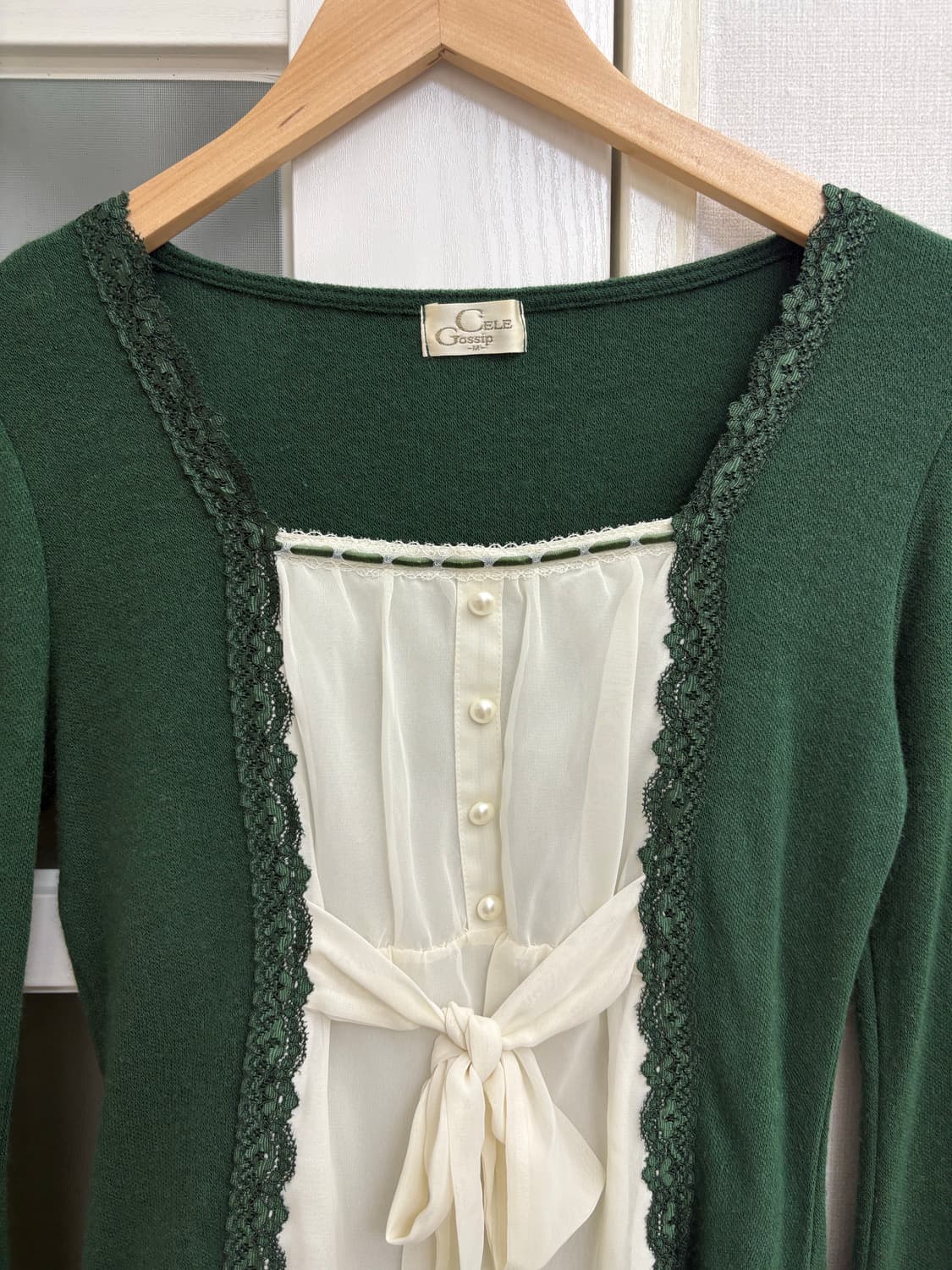 그린 레이어드 니트 블라우스 상품이미지6