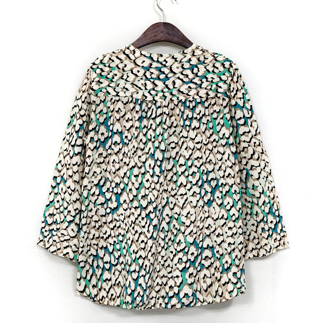 롱샴 실크 블라우스 라군색 상품이미지4