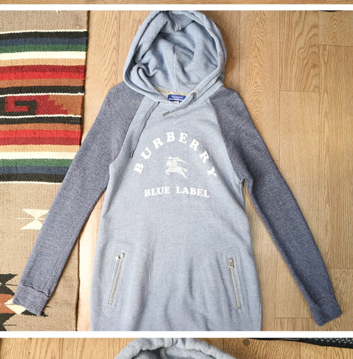 일본판 BURBERRY 버버리 블루라벨 코튼100% 후드 빅로고 원피스 상품이미지3