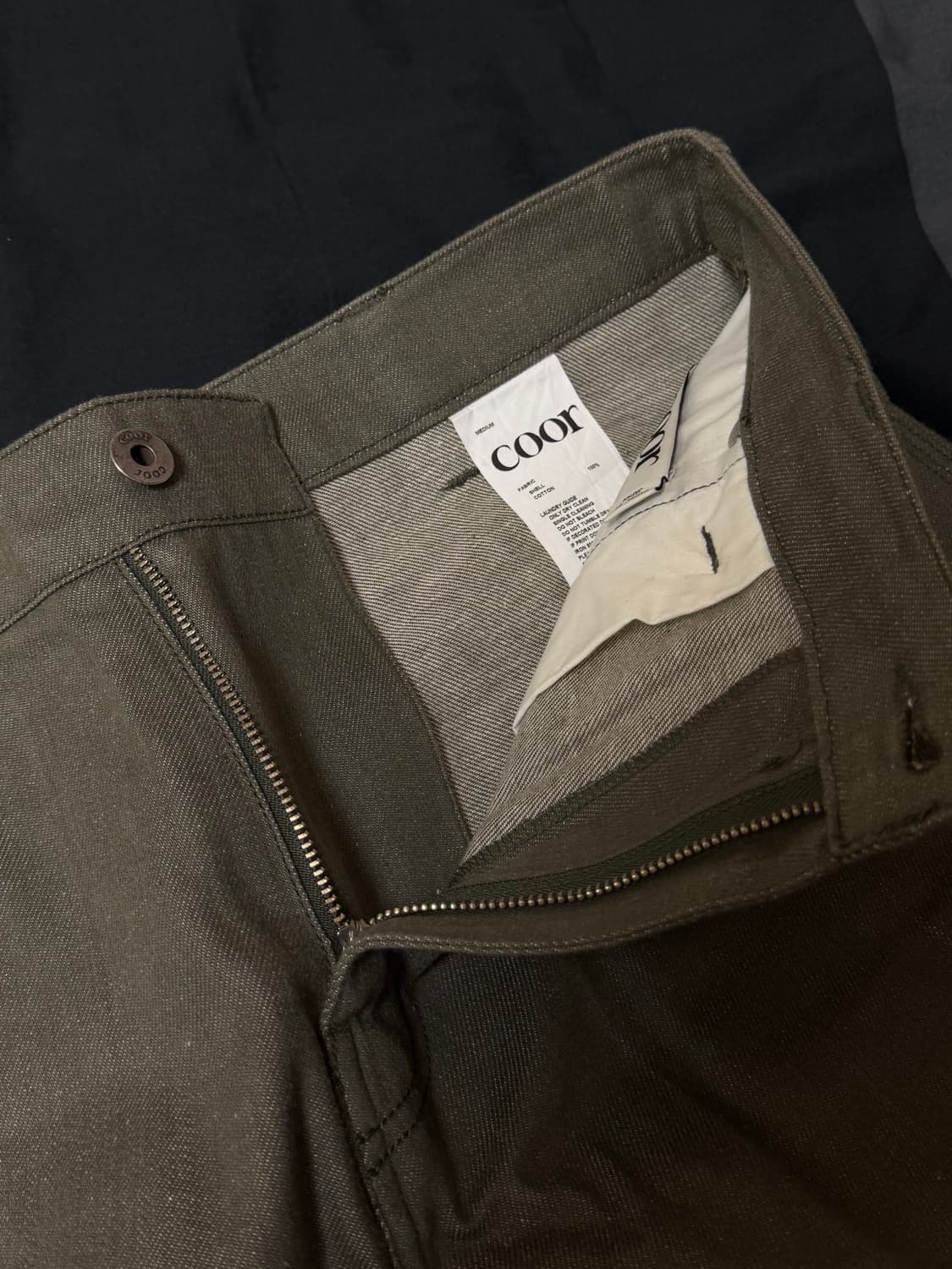 쿠어 노페이드 카펜터 데님 올리브 M사이즈 상품이미지4