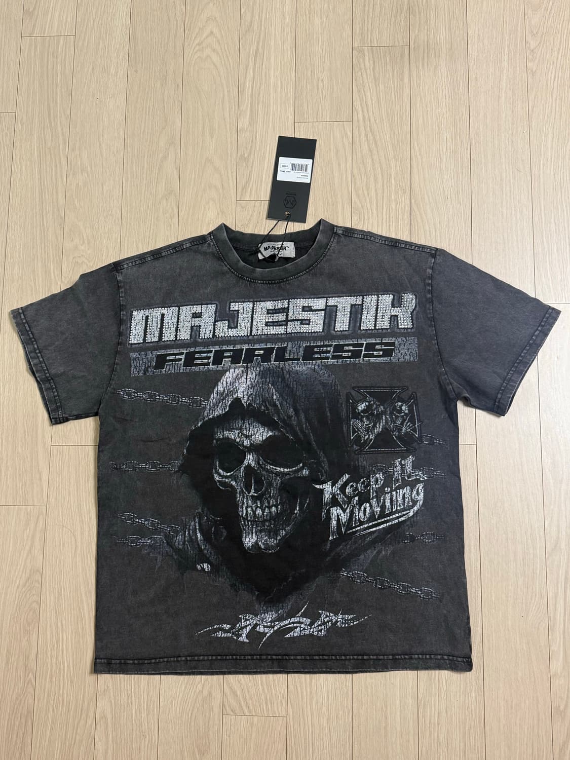 Majestik 스컬 프린팅 티셔츠 블랙 S 새상품 상품이미지1