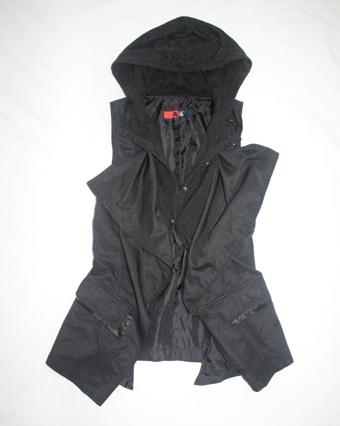 A6 double layered draped hooded vest 상품이미지3