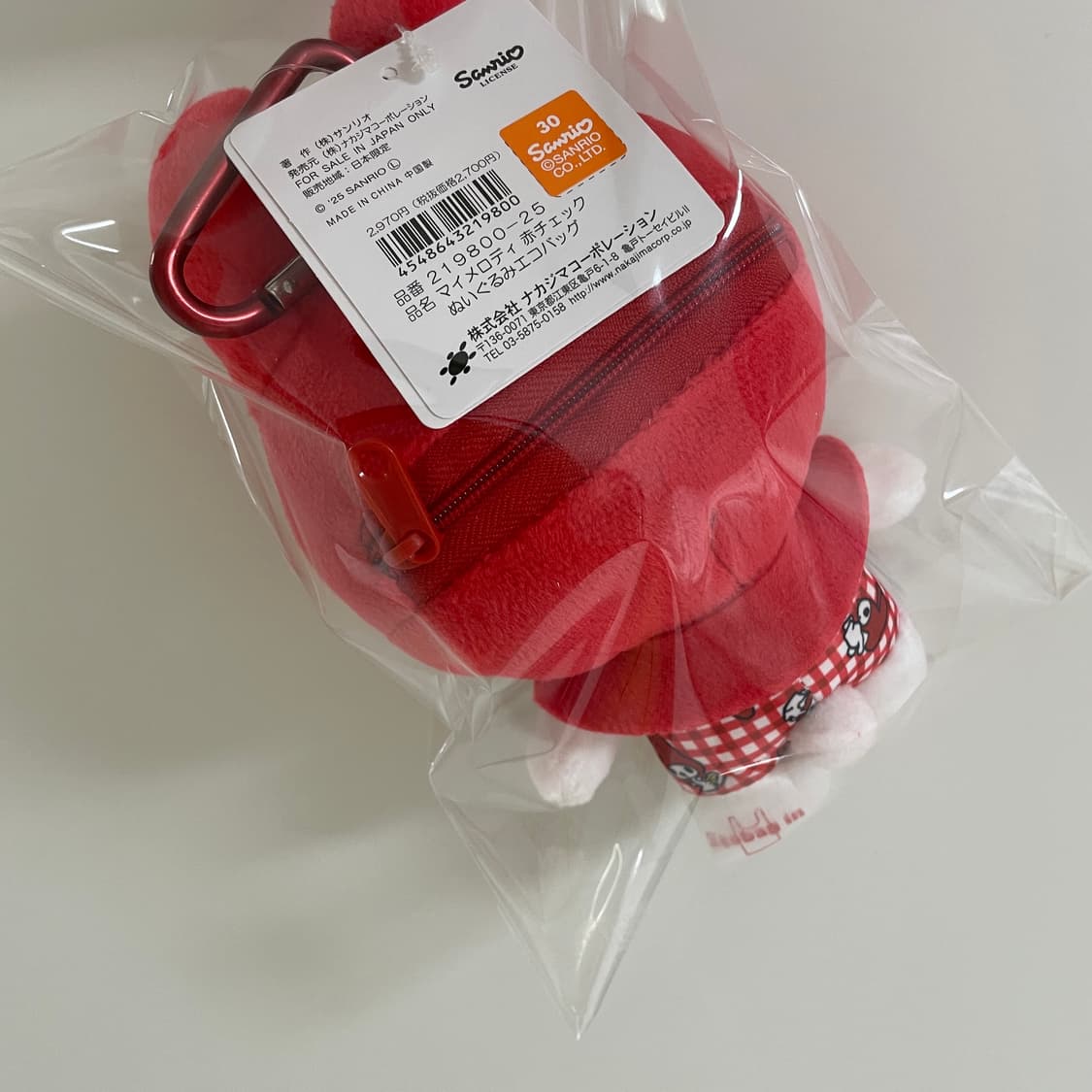 마이멜로디 그리운 레드체크 마스코트 인 에코백 상품이미지5