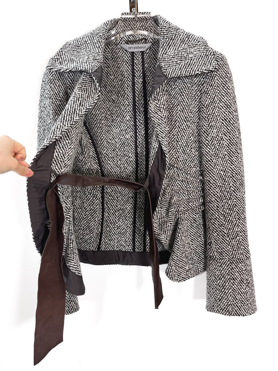 막스마라 캐시미어 울 레더 리본 자켓 상품이미지6