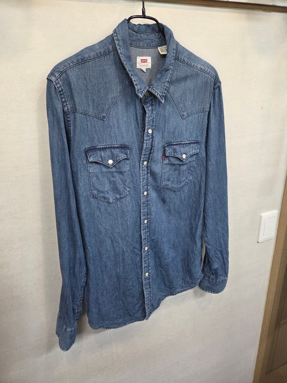 리바이스 레터링 백로고 웨스턴 데님셔츠 긴팔 M 상품이미지5
