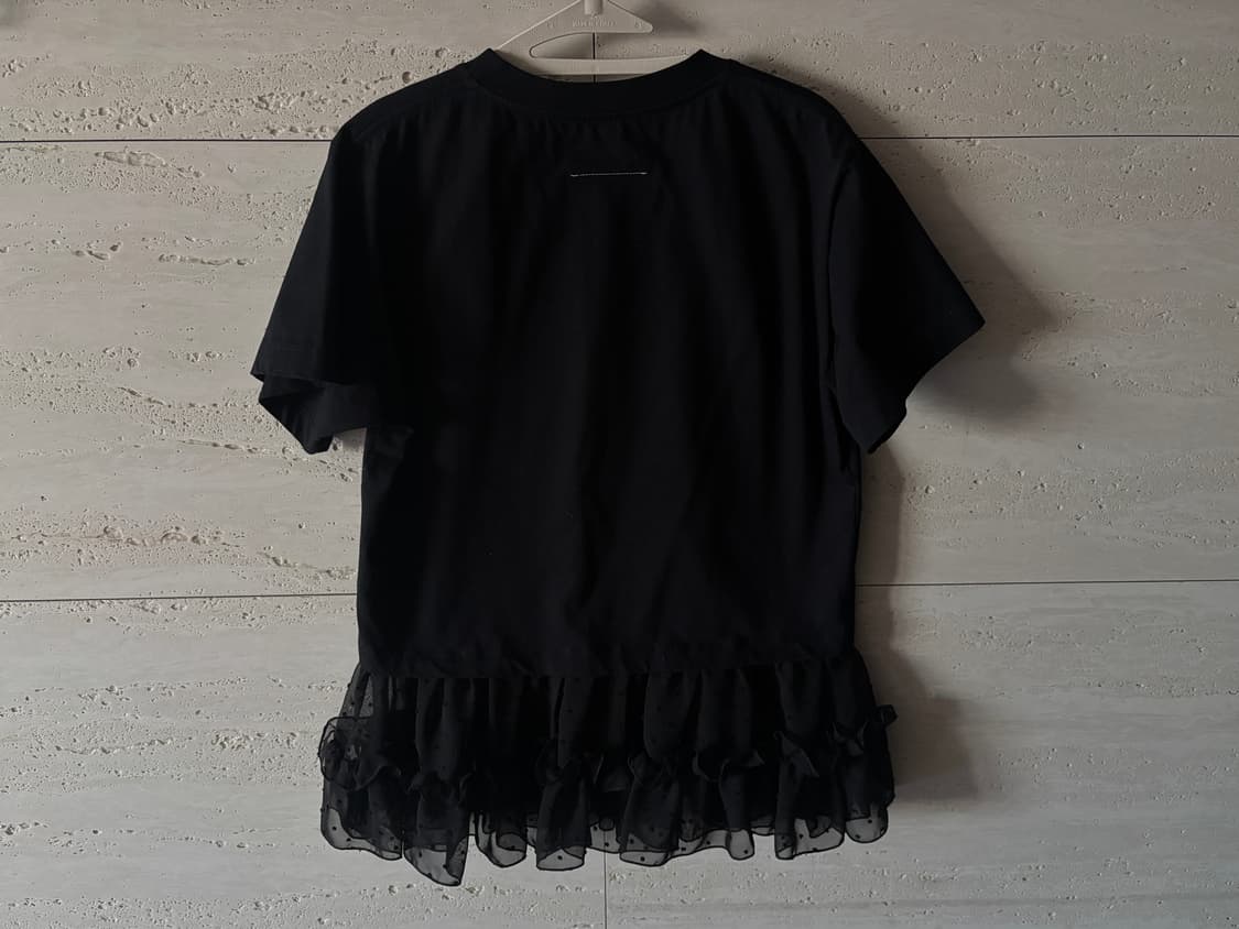 MM6 메종마르지엘라 프릴 도트 튤 헴 티셔츠 상품이미지1