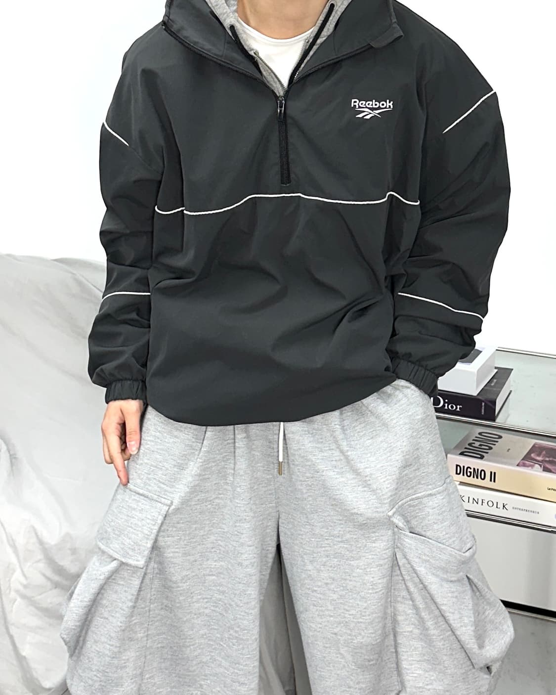 리복 클래식 자수로고 블랙 아노락 3XL 상품이미지2