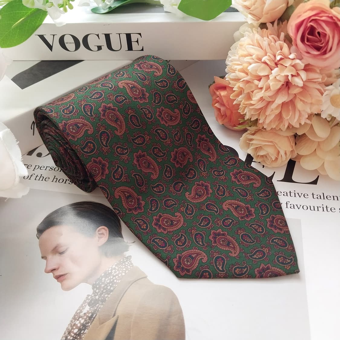 리버티 실크 그린 페이즐리 넥타이 9cm A+등급 K1910
 상품이미지2