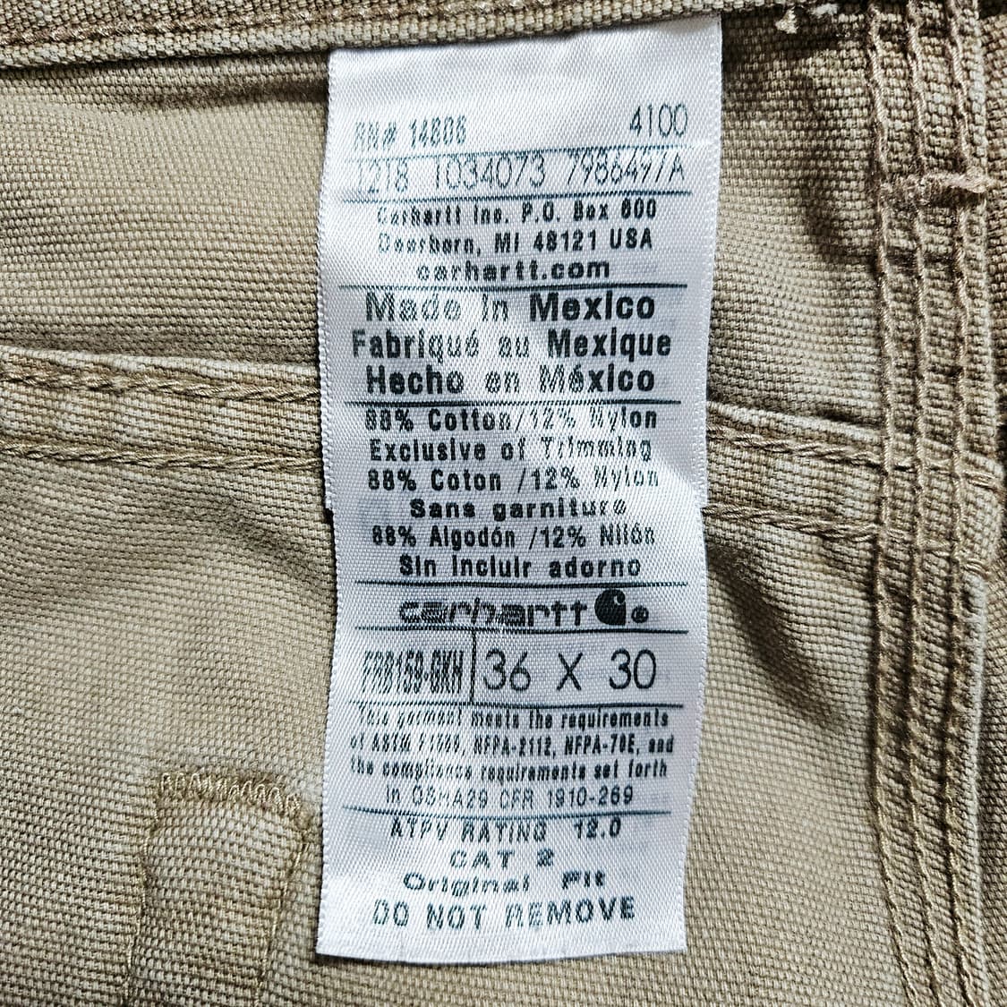 [36X30][칼하트]FR 캔버스 CAT2 오리지날핏 워크 팬츠 상품이미지8