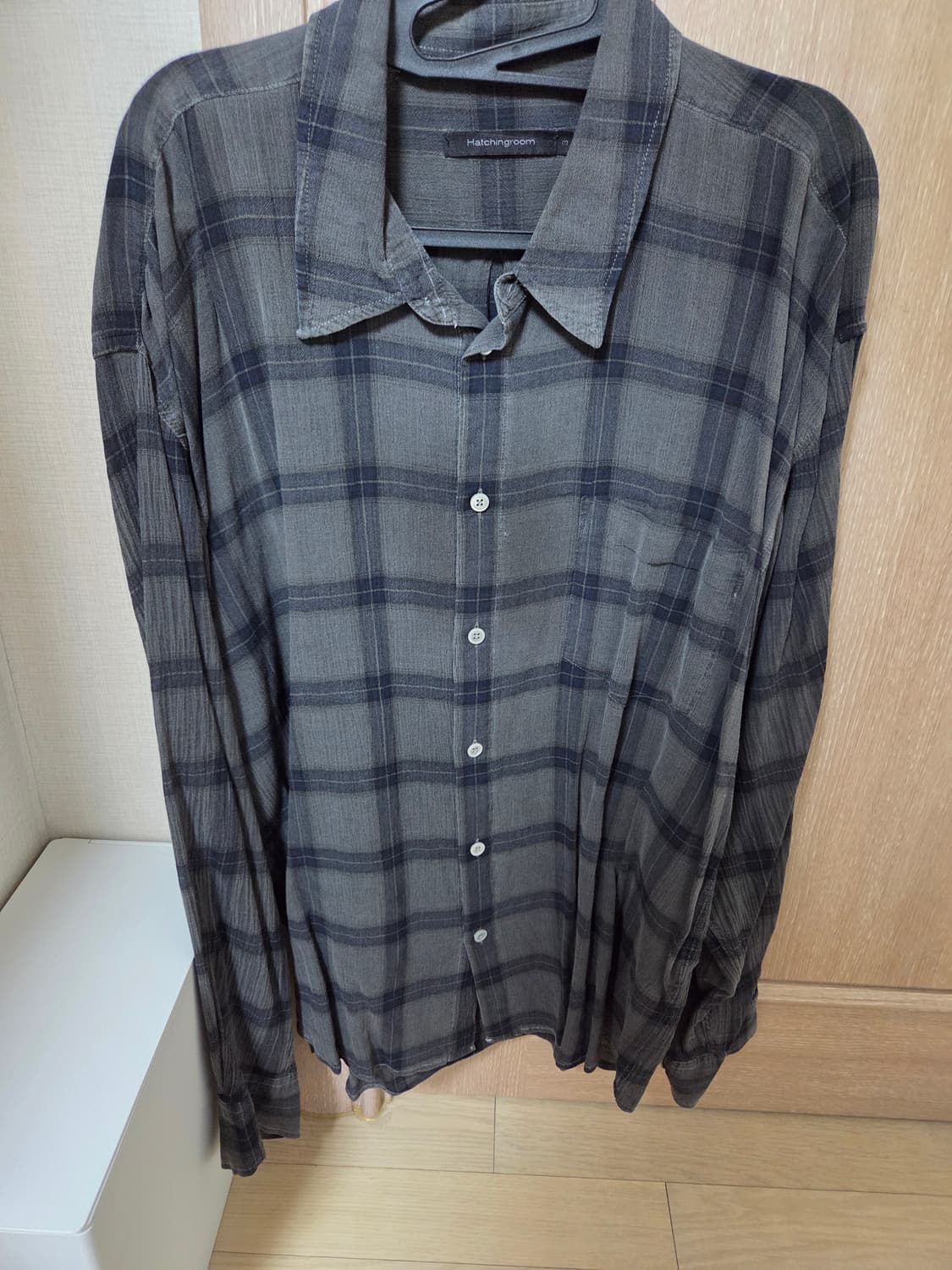해칭룸 클래식 셔츠 오버다이드 체크 차콜 3size 상품이미지4
