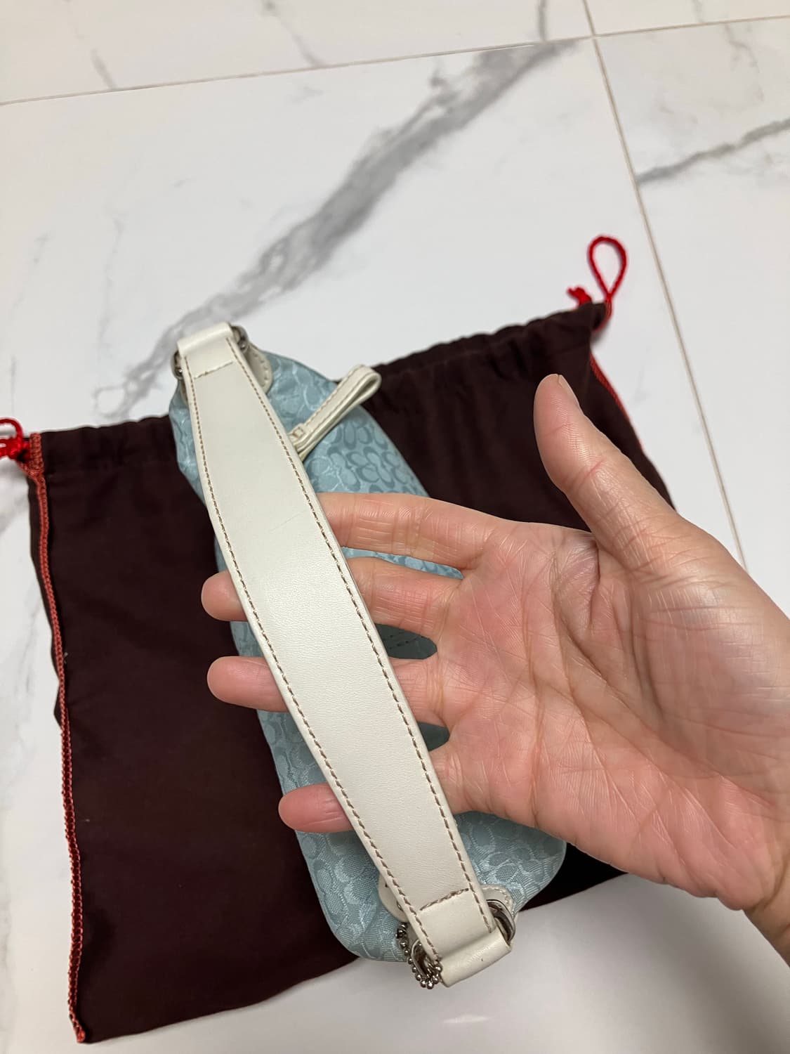 Y2K  코치 베이비 블루 미니 포셰트 백 모노그램 상품이미지4